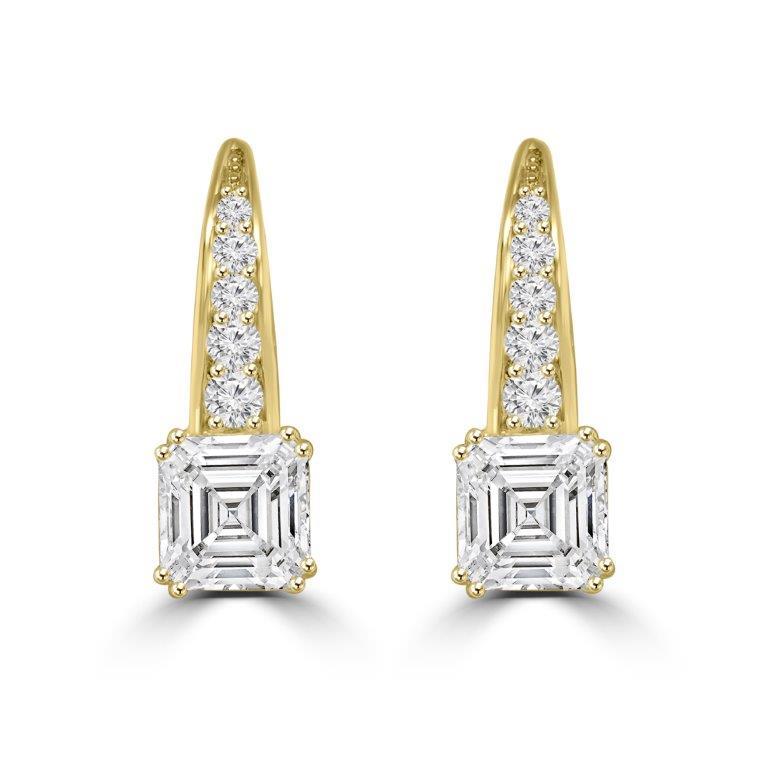 2CT TW Asscher cut Diamond Veneer Cubic Zirconia Earrings. 635E11328