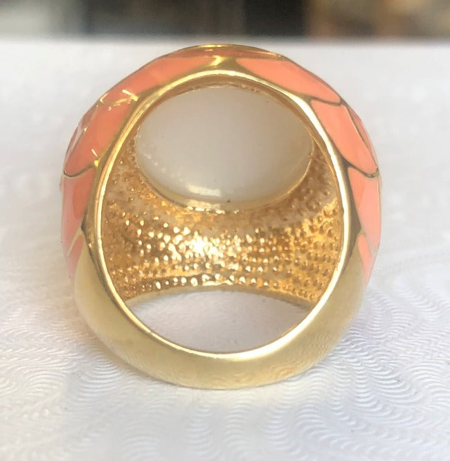 Enamel Dome Cabochon Gold Ring. Zirconite 501R9W185