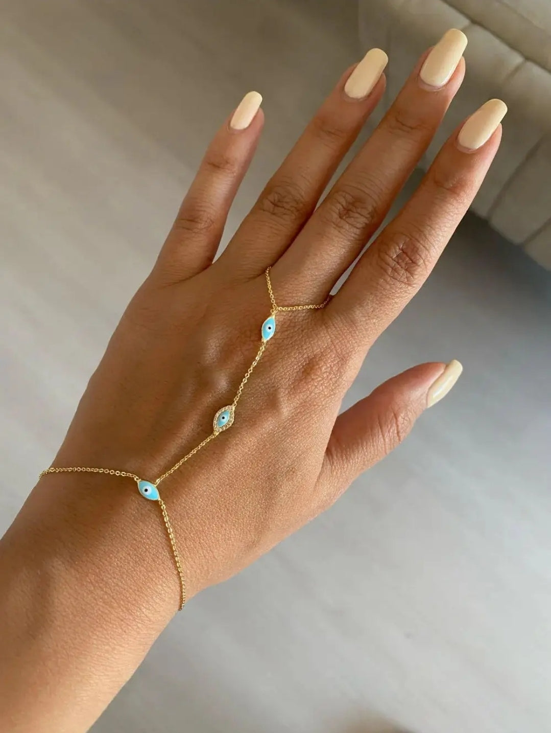 Bracelet with Ring Zirconite Slave hand harness Bracelet ring.  827B