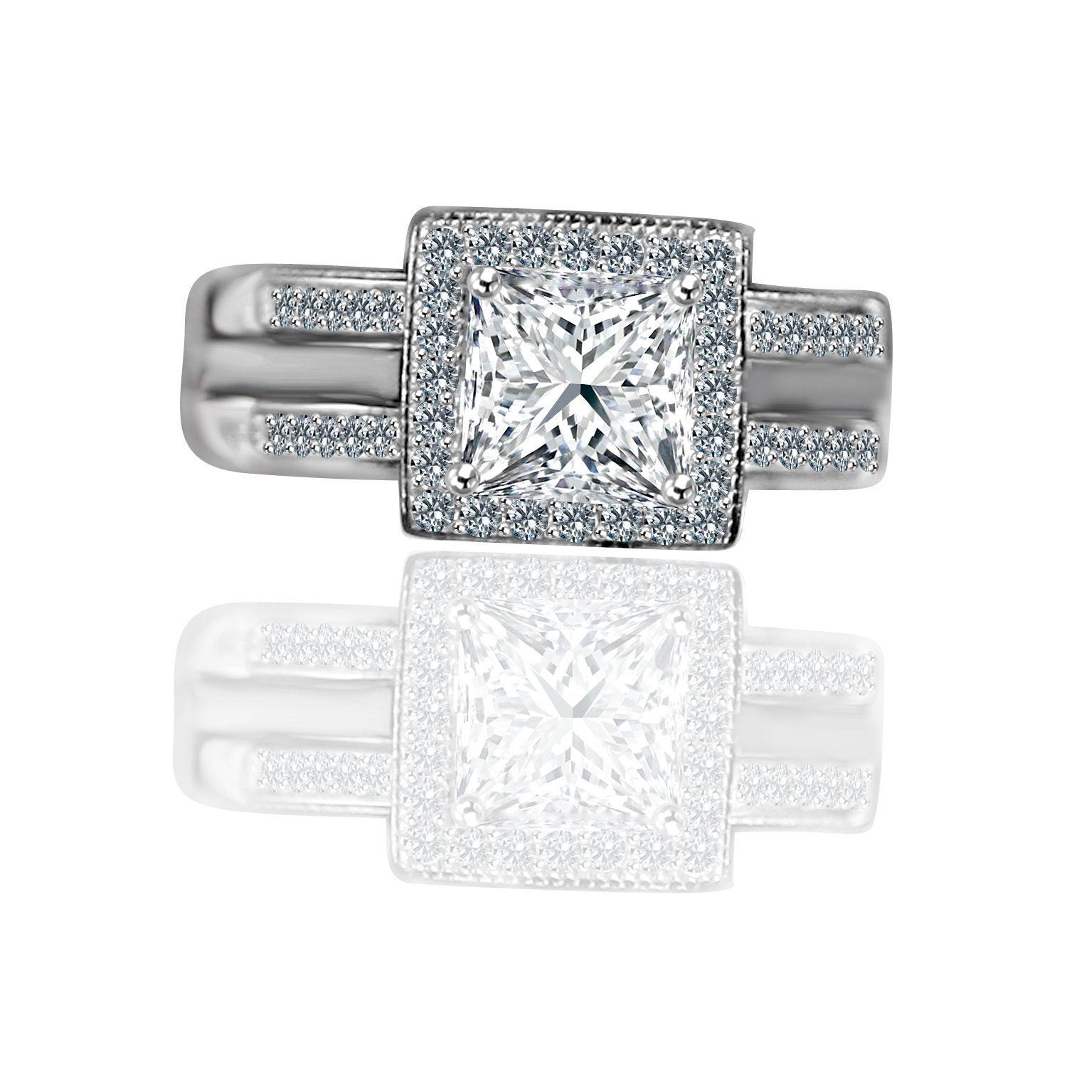 1CT Square Diamond Veneer Cubic Zirconia Ring. 635R4012