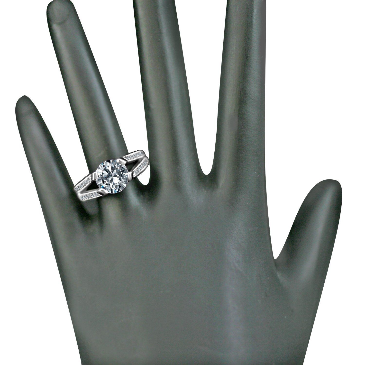 3CT Round Diamond Veneer Cubic Zirconia Tension Ring. 635R13624