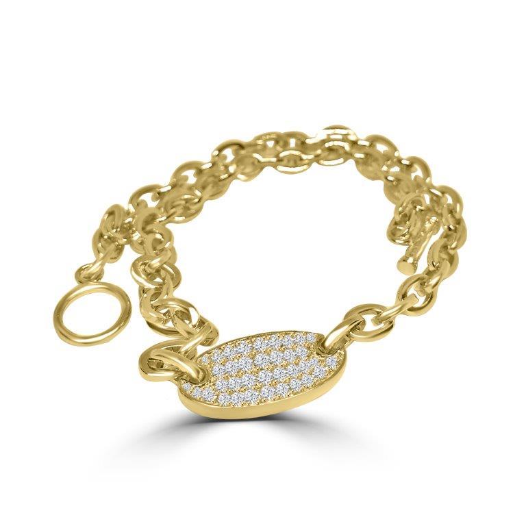 Zirconite Cubic Zirconia Oval Pave Center Heavy Sterling Silver Designer Necklace. ITN873