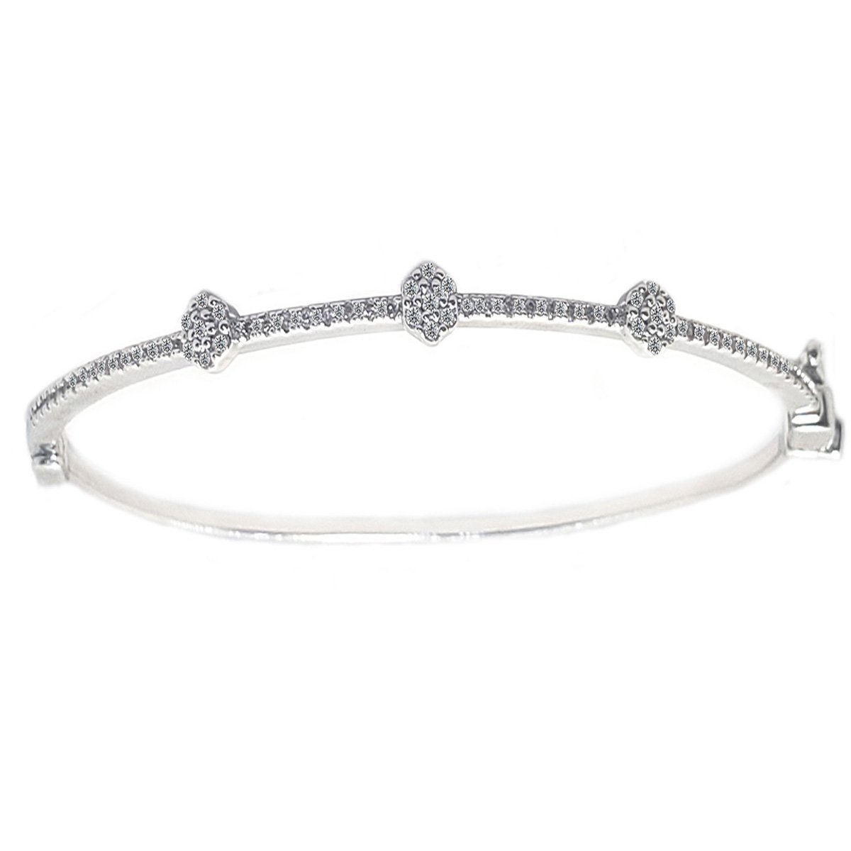 Zirconite Cubic Zirconia three Stations Bangle Bracelet. 698B007