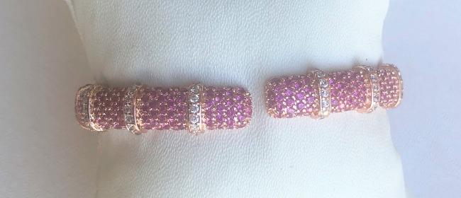 Face-off Zirconite Crystal pave Hinged Bangle Bracelet. 698B10C