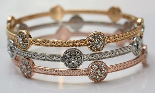 Zirconite Set of Three Fashion Bangle Bracelets. 657B3411