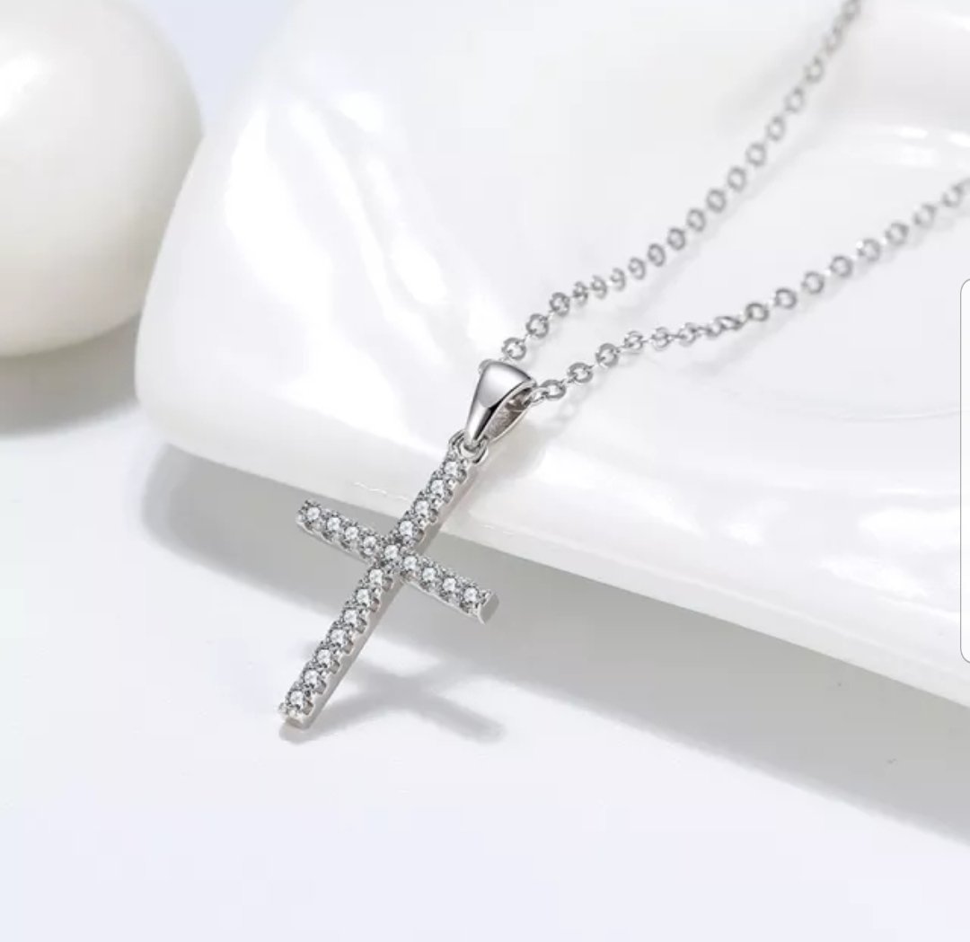 Zirconite Cubic Zirconia sterling Silver Cross Pendant.TP6375
