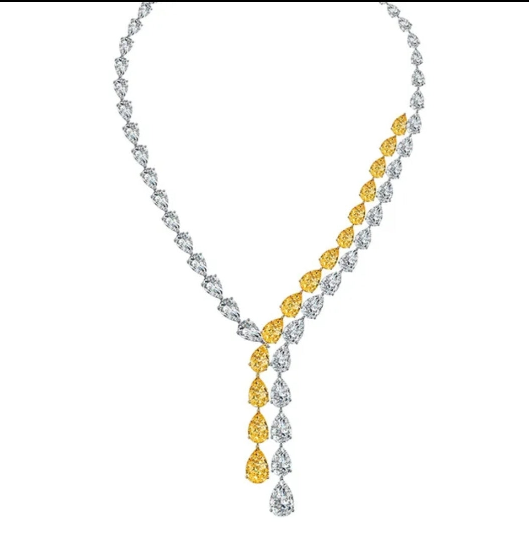 Cubic Zirconia statement  Necklace Lariat Zirconite.840N112