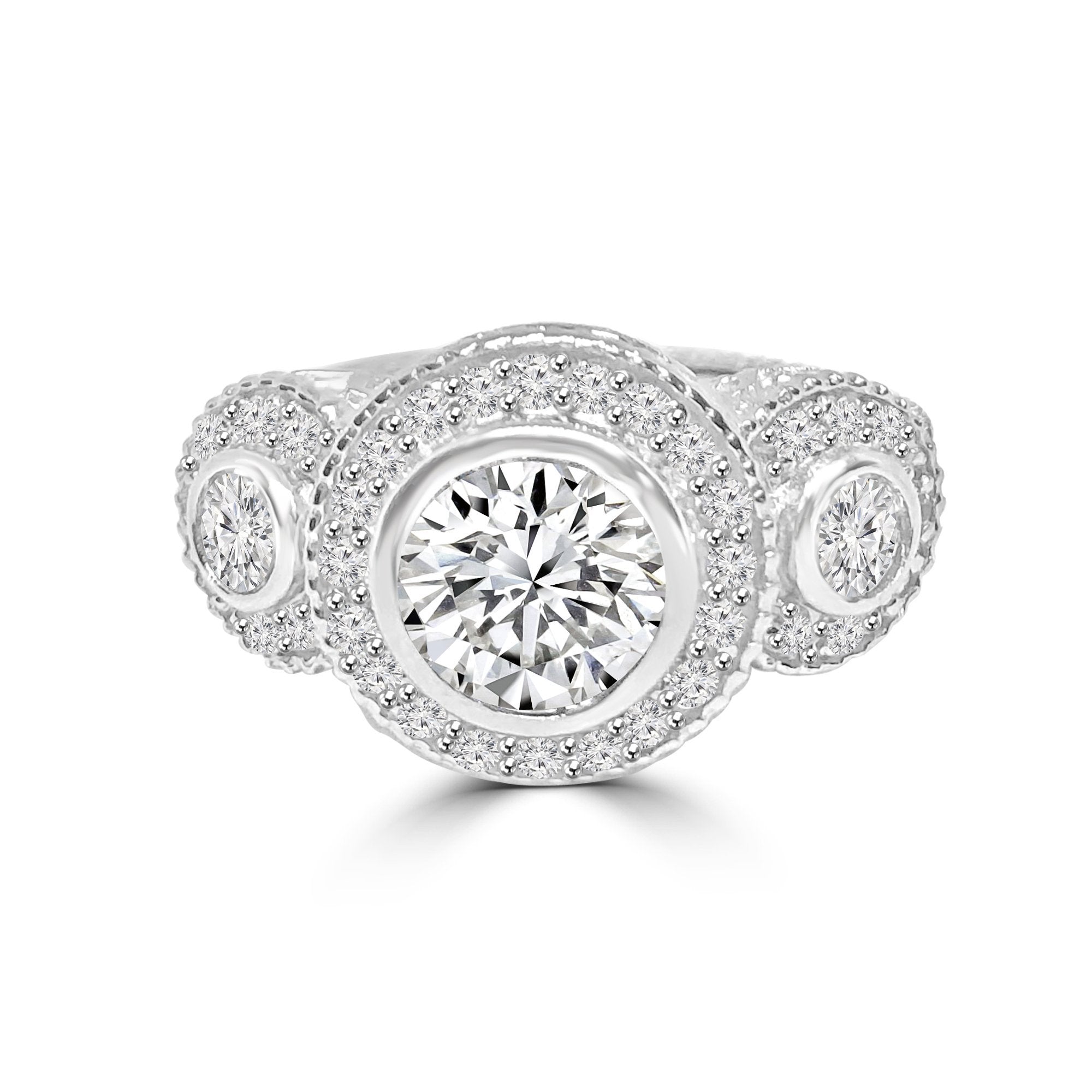 2CT Round Diamond Veneer Cubic Zirconia Ring. 635R13665