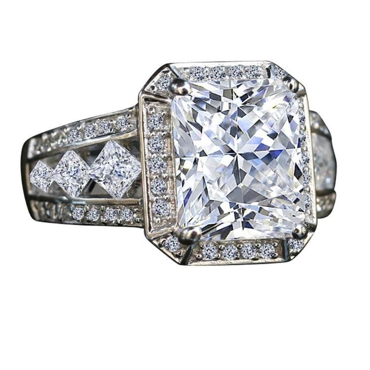Radiant Cubic Zirconia Vintage Ring. Diamond Veneer  635R71484
