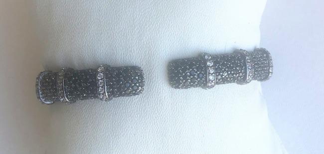 Face-off Zirconite Crystal pave Hinged Bangle Bracelet. 698B10C