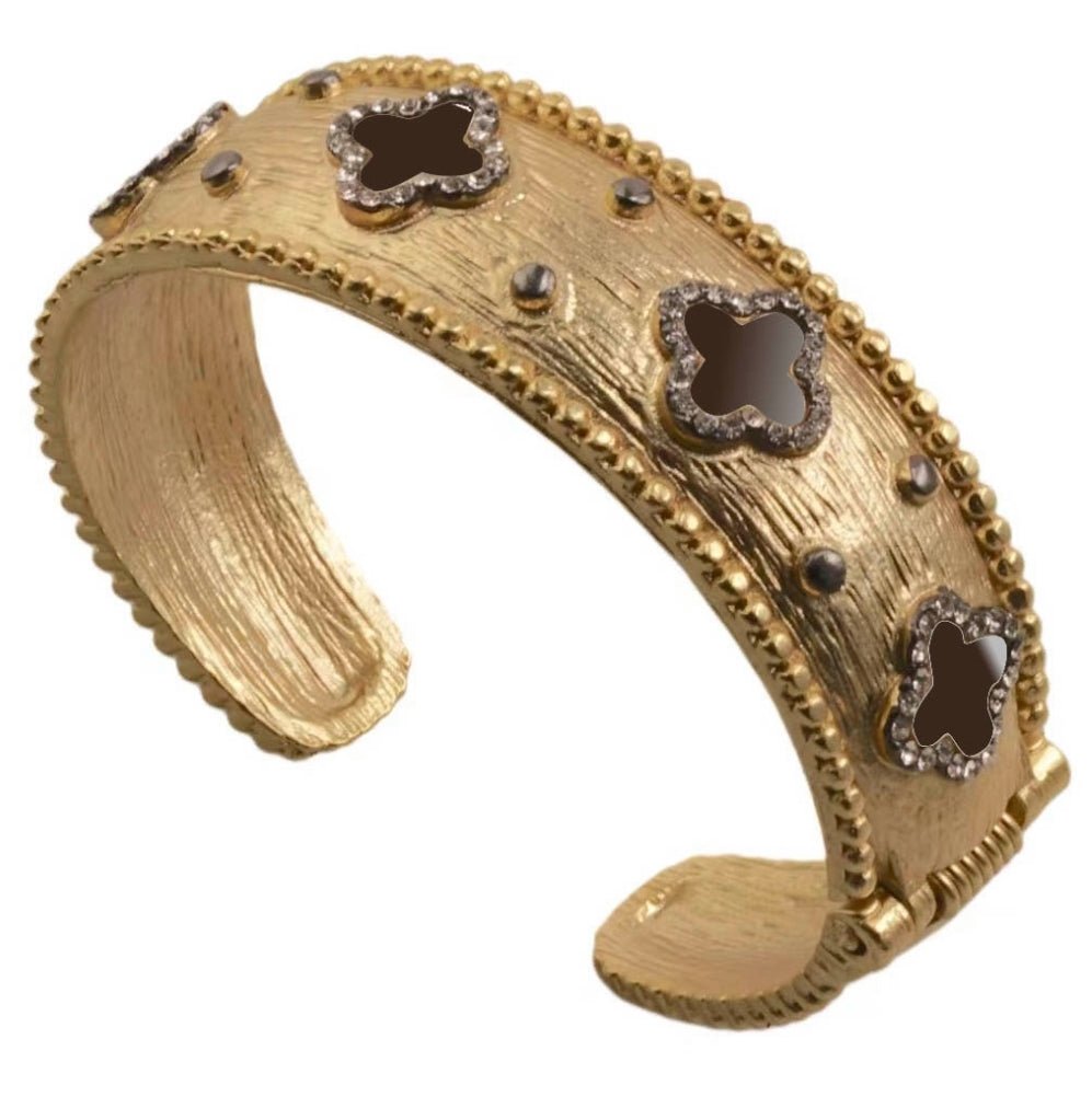 Zirconite Clover open Bangle Bracelet. 500B7155