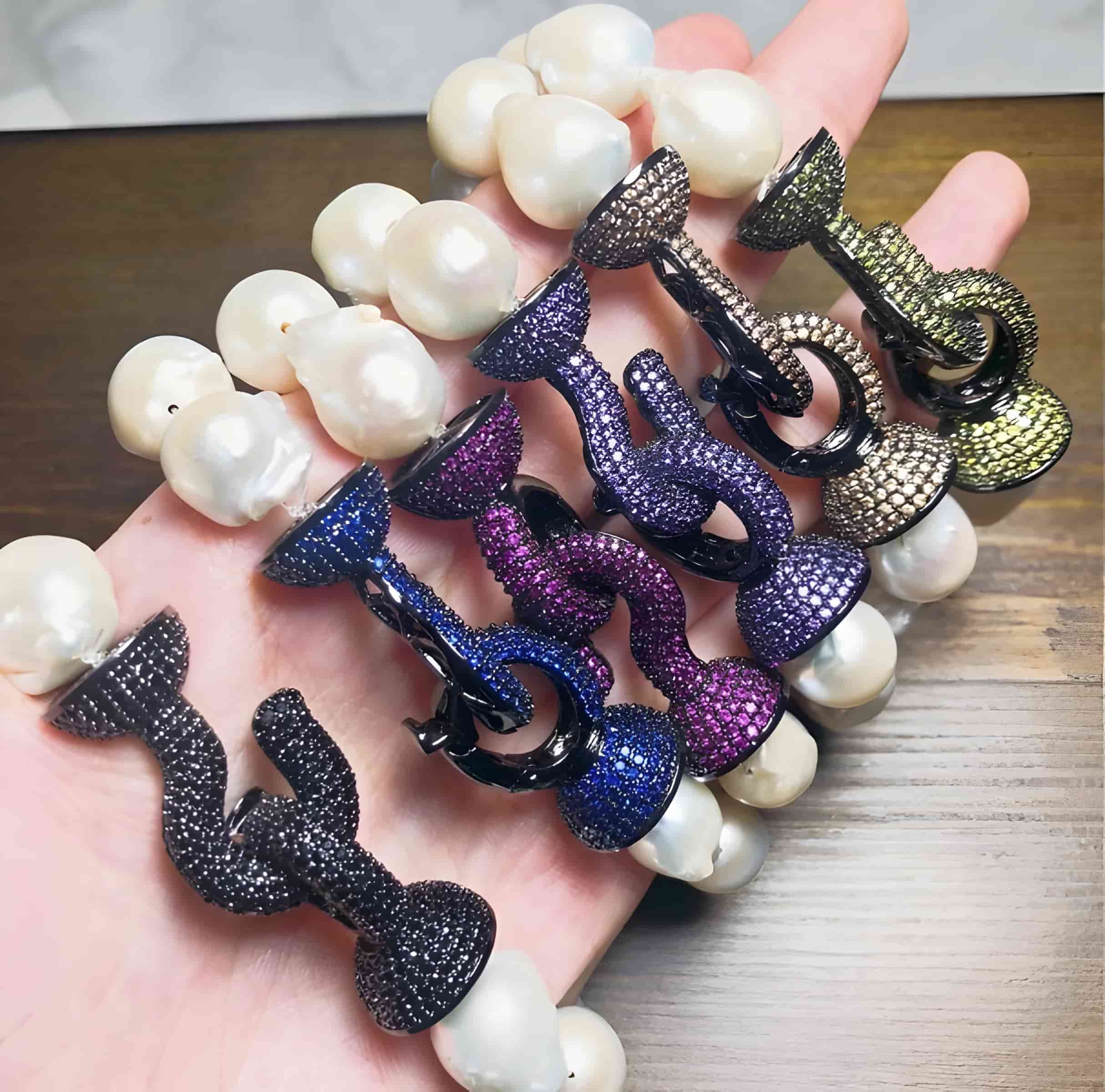 Baroque Fresh Water Pearls w/jeweled Zirconite Bracelet.