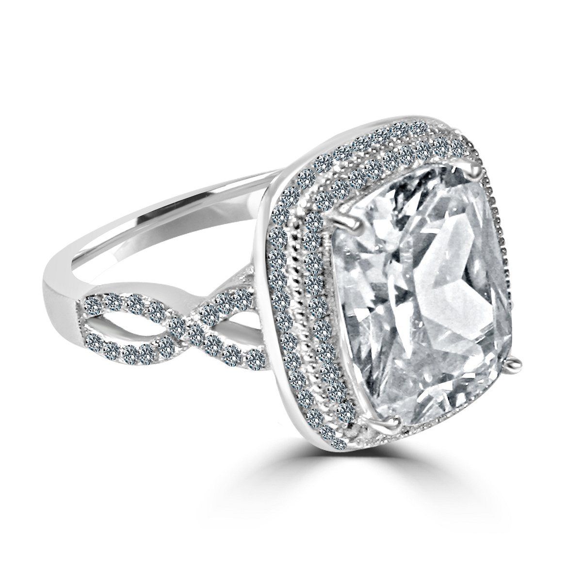 5CT Cushion Diamond Veneer Cubic Zirconia helo Ring. 635R0248