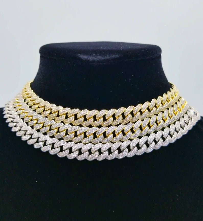 Cuban Cubic Zirconia Curved Link Necklace Zirconite . 818N