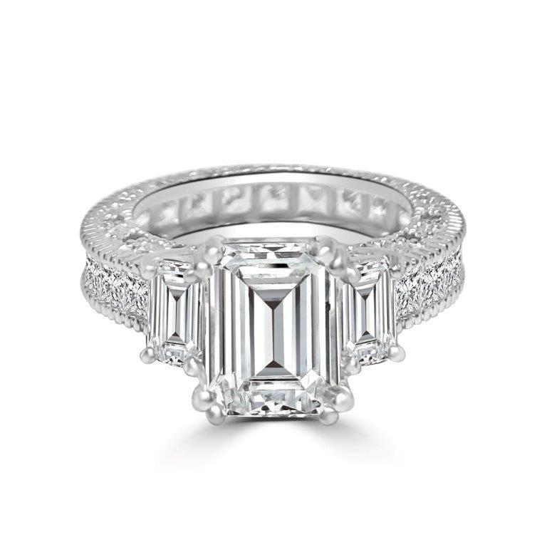 1.5CT Emerald cut Cubic Zirconia Engagement Ring Set. 635R12997