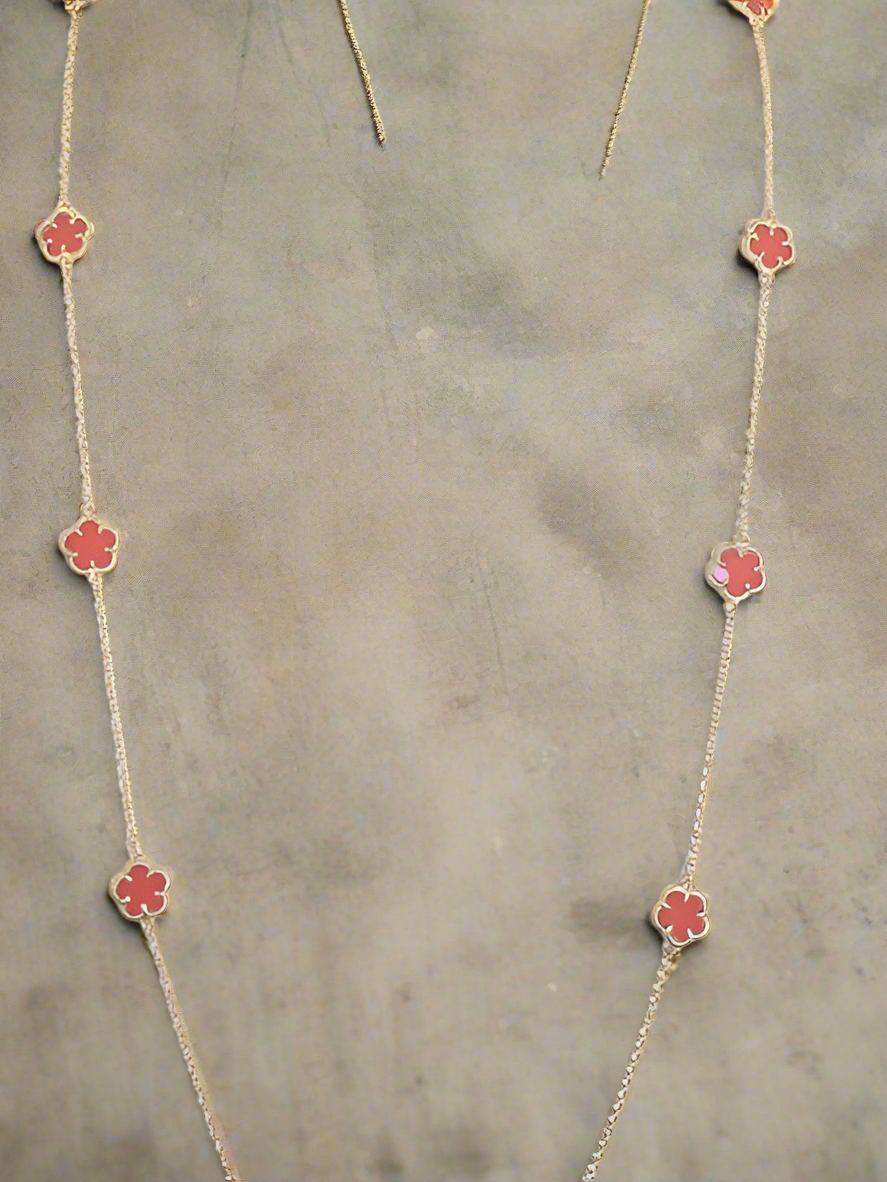 Necklace Clover stations long Zirconite 610N1455