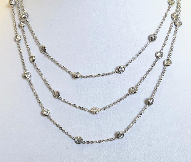 Cubic Zirconia Multi strand 14K Gold Pendant Necklace.  Diamond Veneer 635NZBYX3K