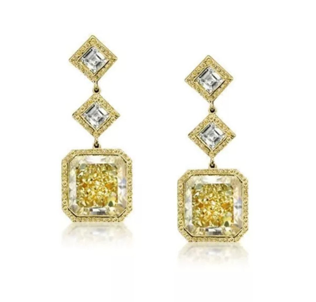 Radiant 18CT TW Square Diamond Veneer Cubic Zirconia Drop Earrings. 830E1030