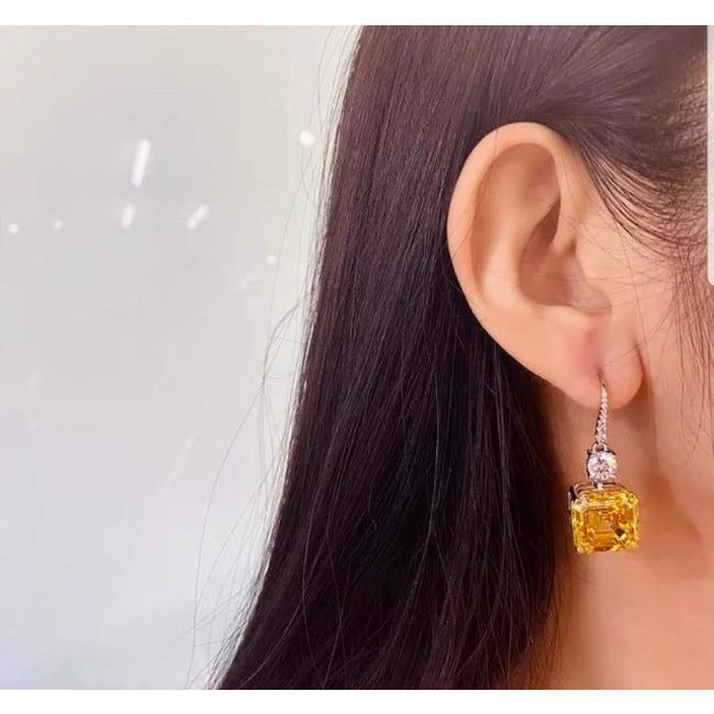 10CT TW Asscher Diamond Veneer Cubic Zirconia Drop Earrings. 800E201