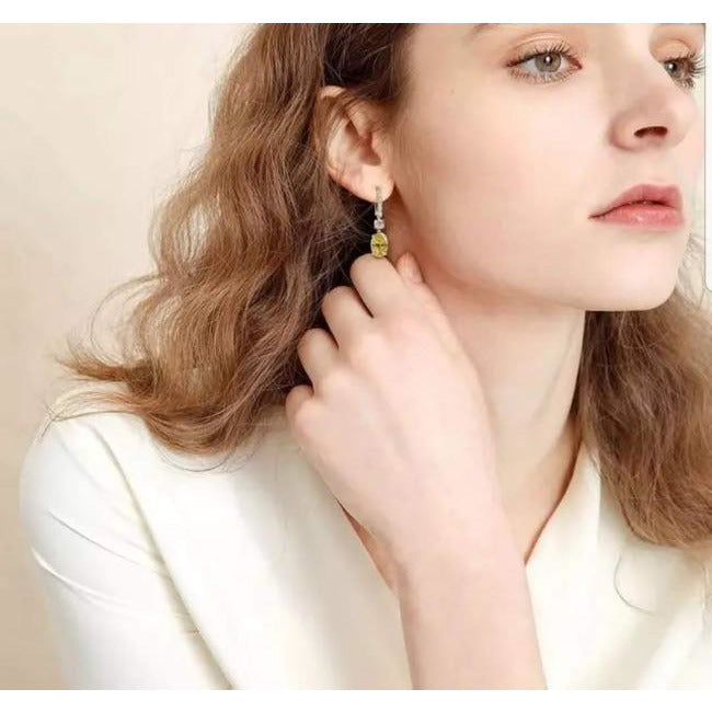 12CT TW Oval Diamond Veneer Cubic Zirconia Drop Earrings. 800E202