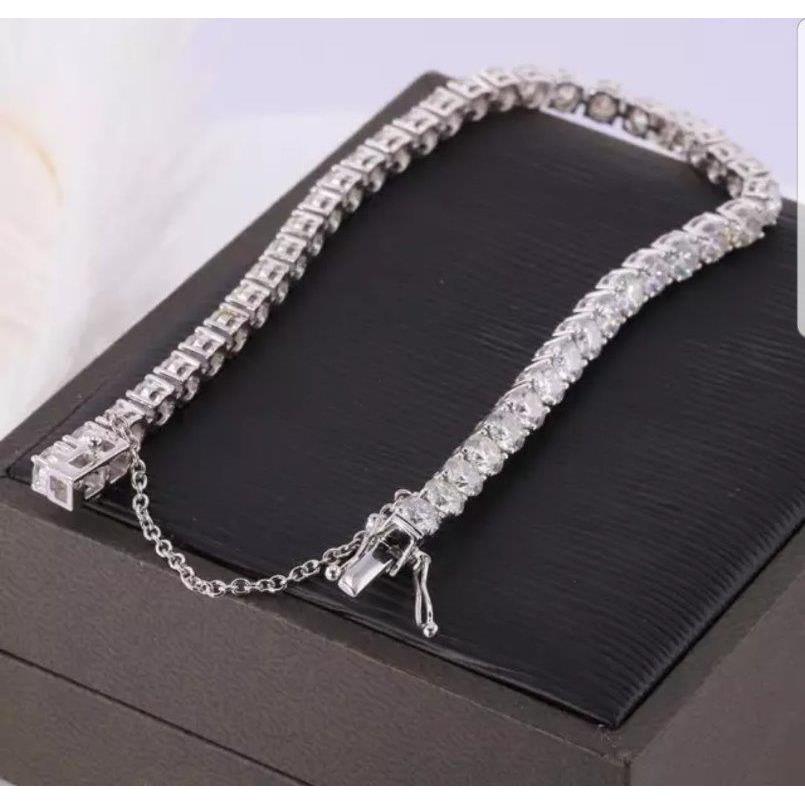 Cubic Zirconia Tennis Bracelet with Safety Chain??? 698Bcast-Zirconite