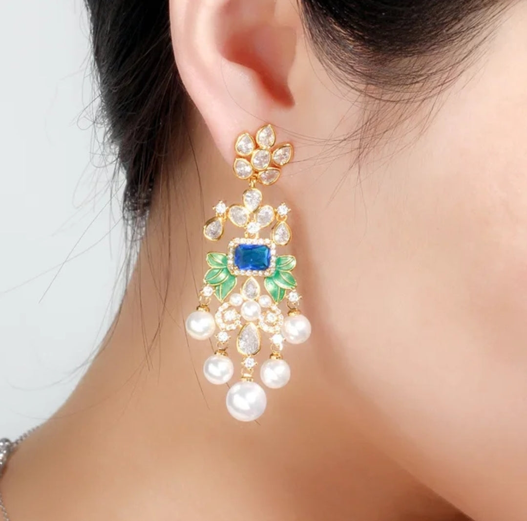 Whimsical Pearl droplets Earrings Zirconite