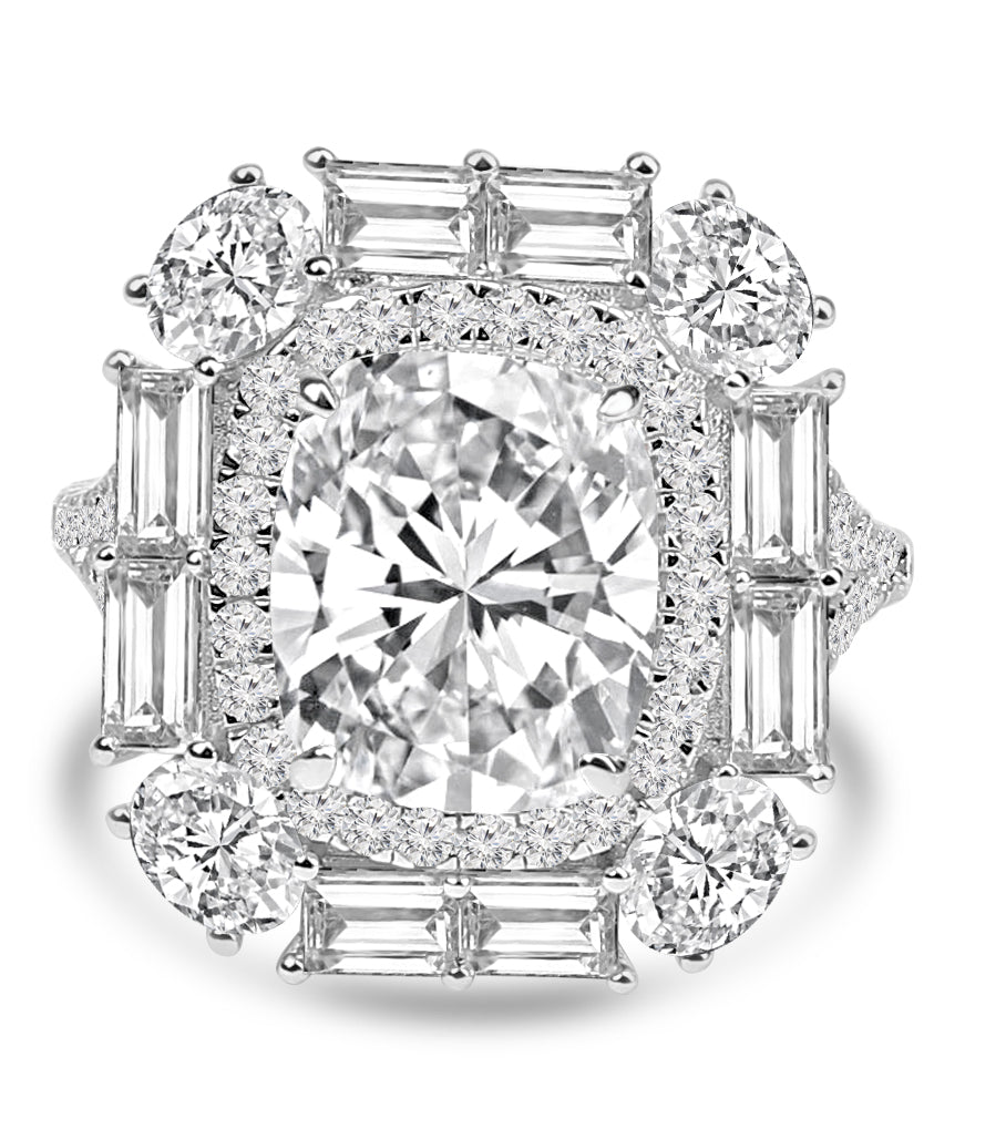 Cocktail Cushion Diamond Veneer Cubic Zirconia Ring. 800R1140