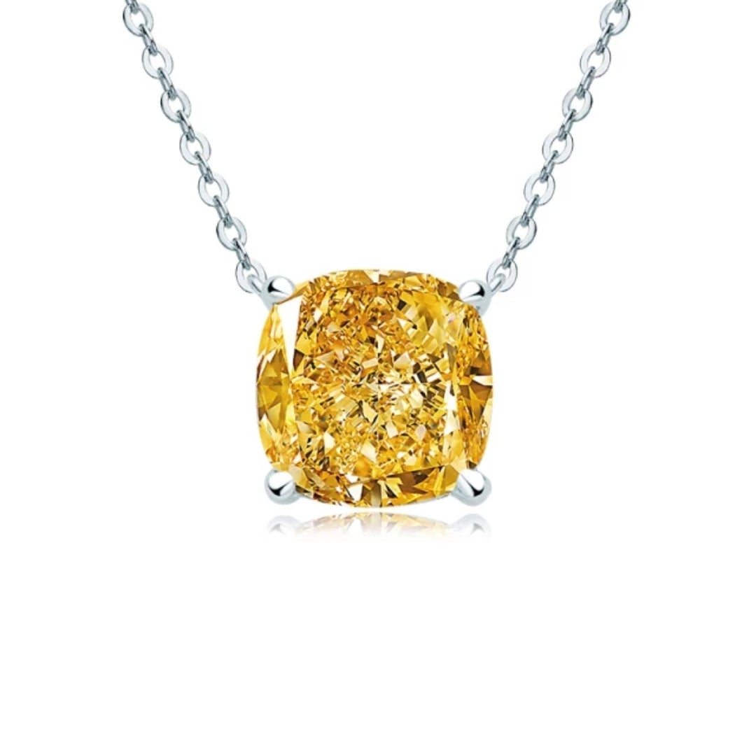 Cushion Square Cubic Zirconia 14K gold Solitaire Pendant. 635P208K