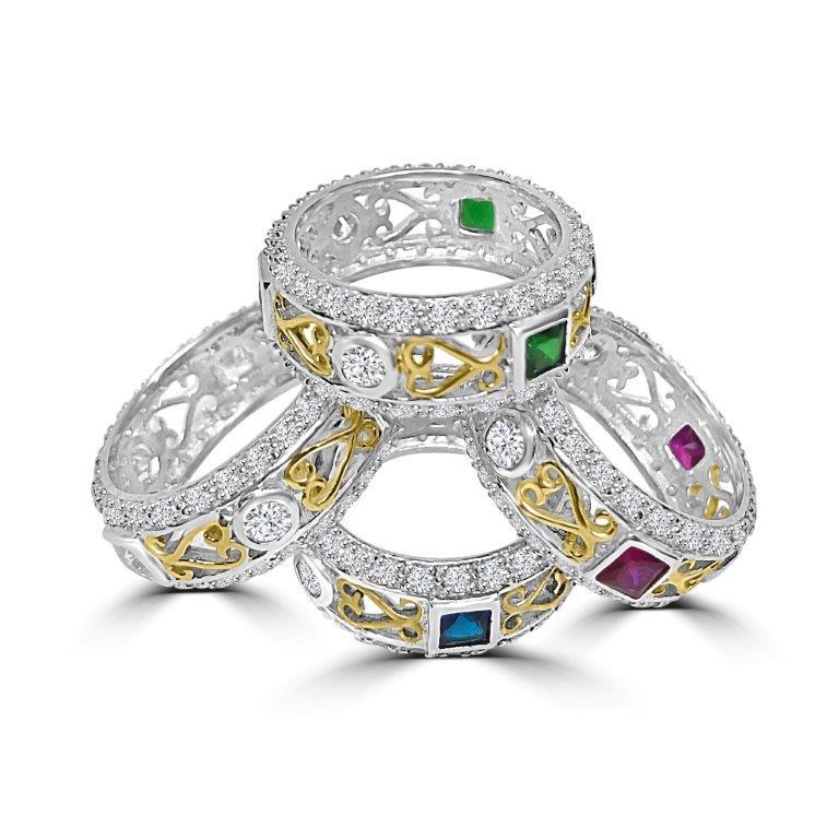 Cubic Zirconia Eternity Band square Stackable Ring. 600R13060