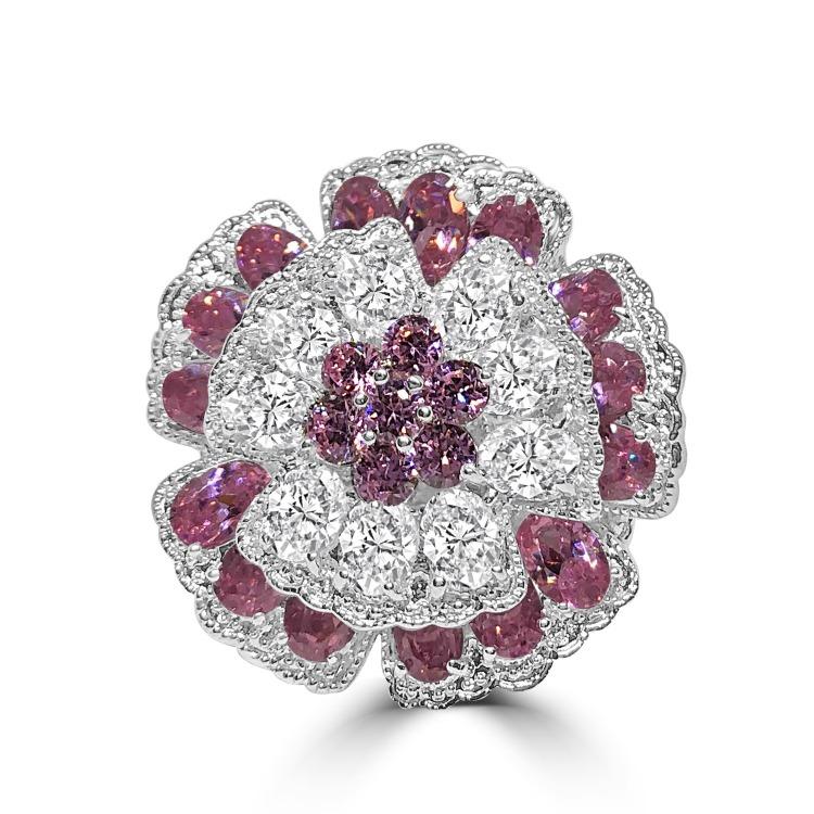 Cubic Zirconia Flower Cocktail Ring 501R34433