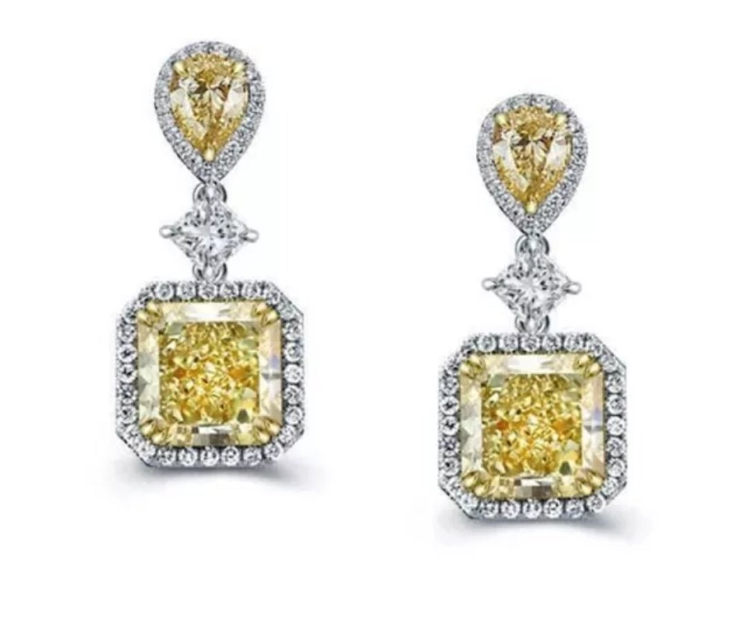 Radiant 18CT TW Diamond Veneer Cubic Zirconia Drop Earrings. 830E1034