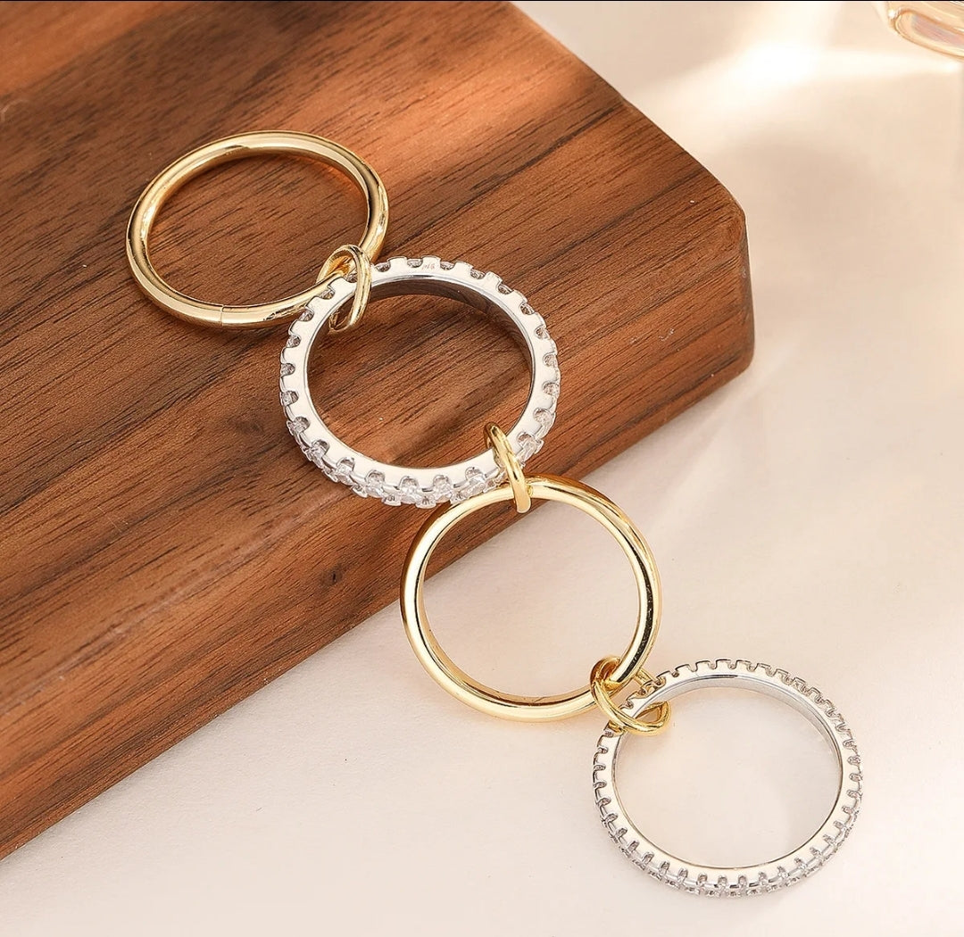 Ring Interlinked Stacked Zirconite Rings Set. 858R100