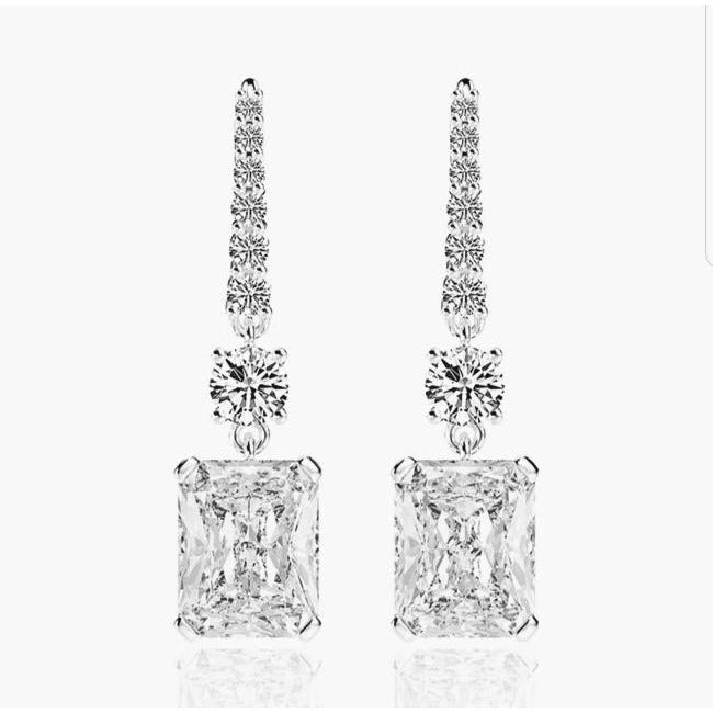 10CT TW radiant Diamond Veneer Cubic Zirconia Drop Earrings. 800E203
