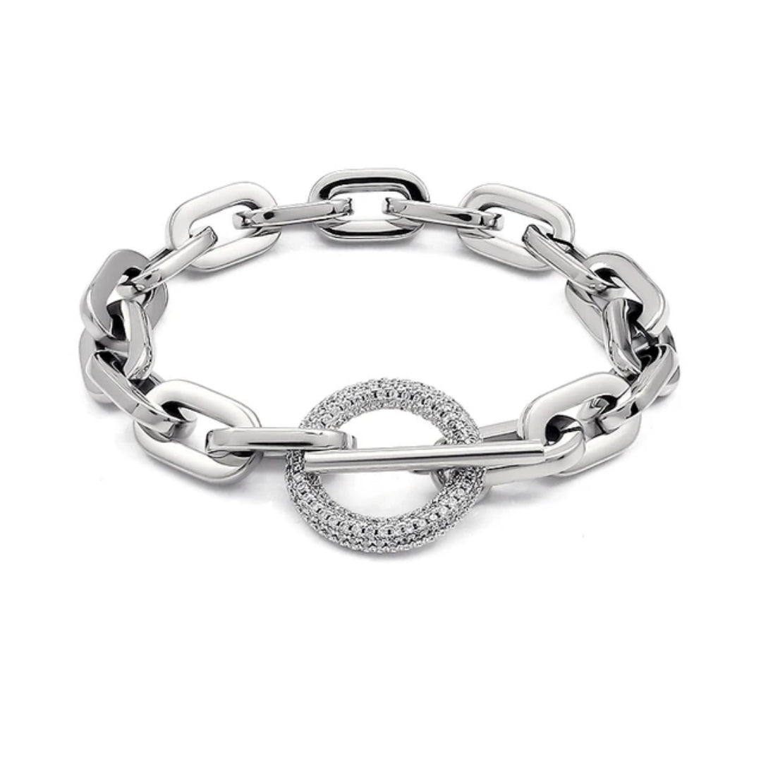 Unisex Paper Clip Link chain Bracelet. Zirconite 856B101