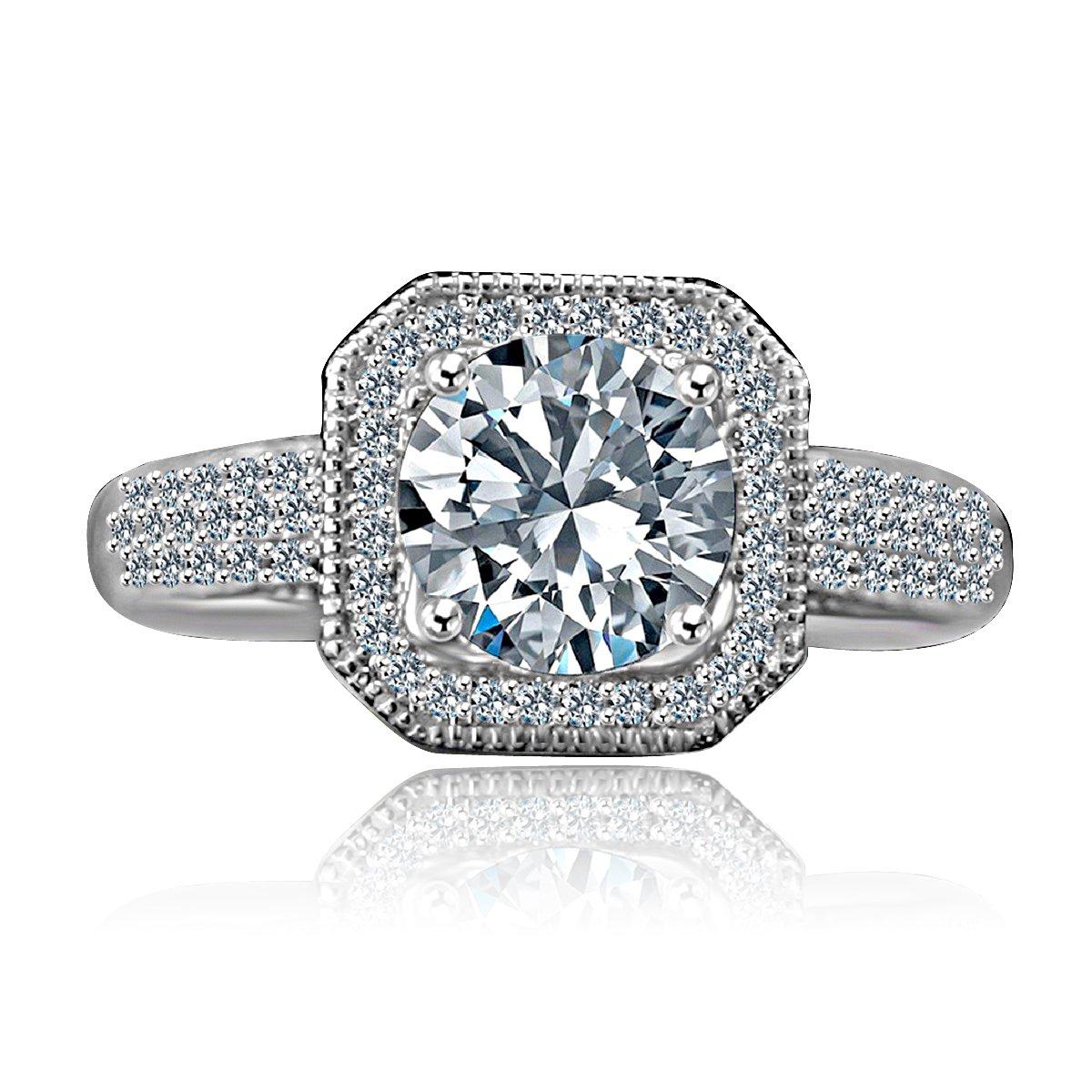 2CT Round Diamond Veneer Cubic Zirconiar Ring. 635R4002