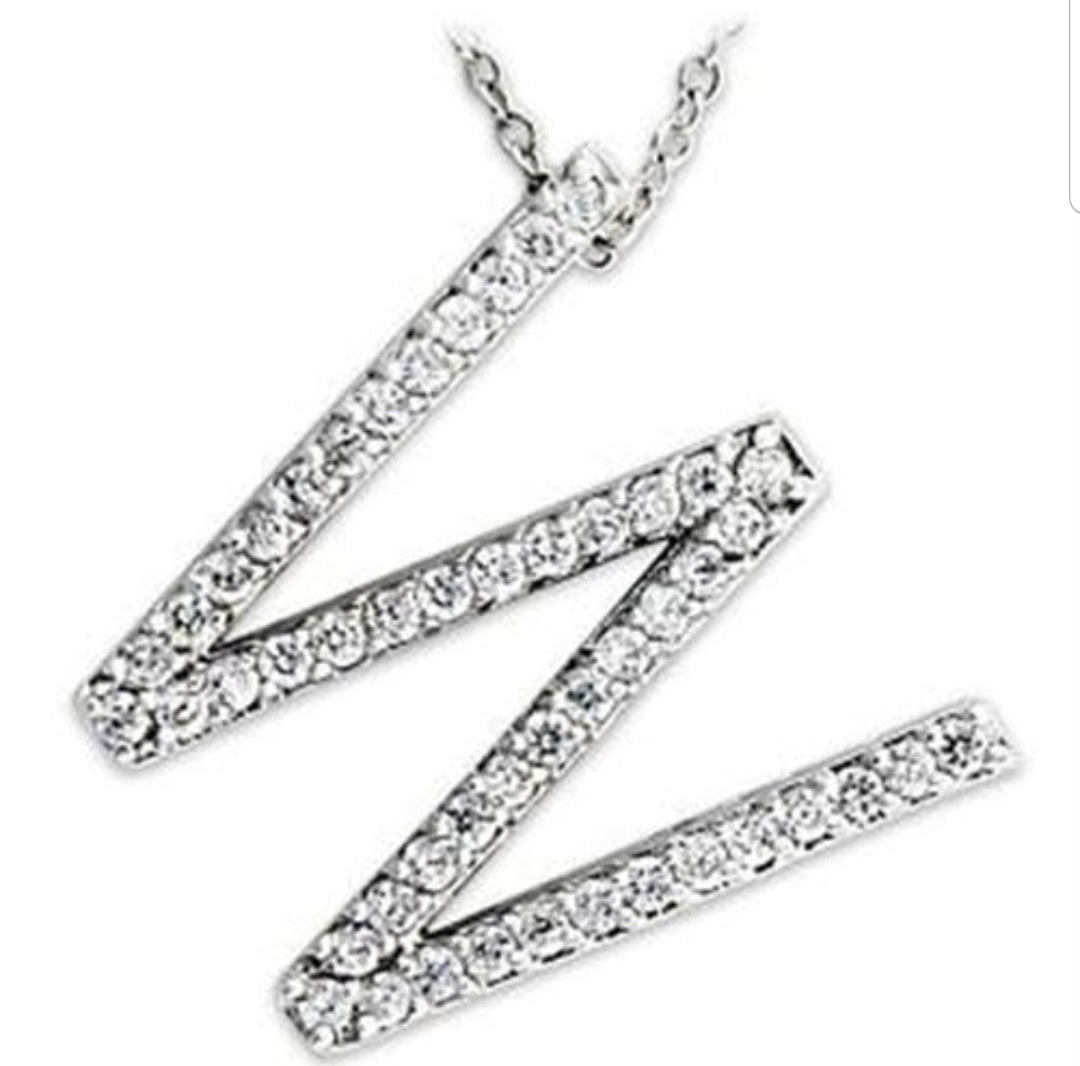 Large initials Pendant necklace Zirconite Cubic Zirconia . 501P