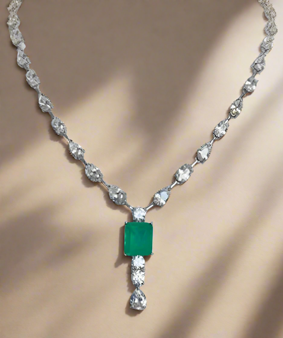 Cubic Zirconia Statement Necklace Pendant. Diamond Veneer 830N095