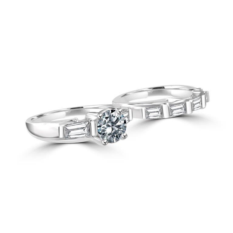 1CT Round Cubic Zirconia Engagement Ring Set final sale. 635R32110