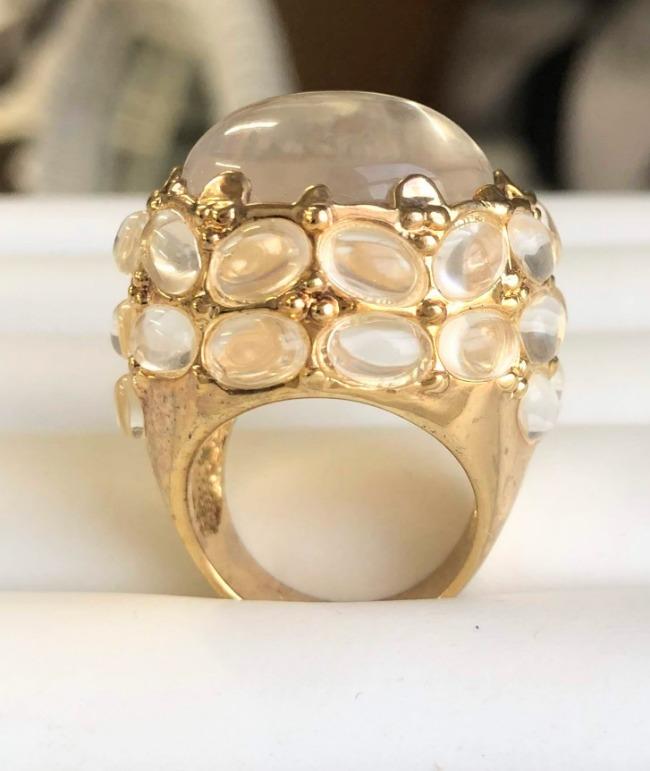 Clear Resin Art Deco Gold Ring. 501RL0344
