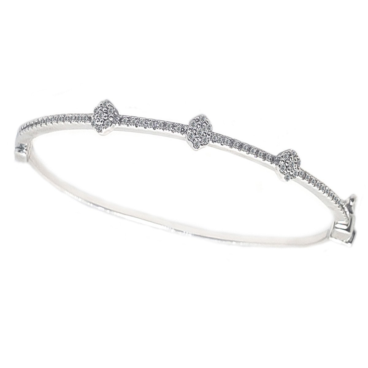 Zirconite Cubic Zirconia three Stations Bangle Bracelet. 698B007