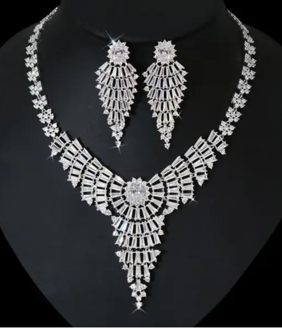 Cubic Zirconia Buggetts Necklace Set final Sale.712N9103