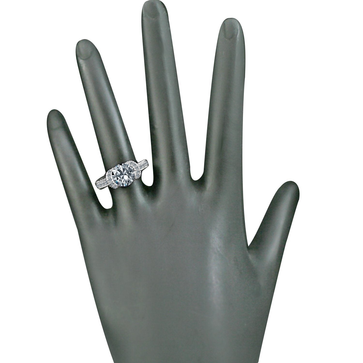 Round Diamond Veneer Cubic Zirconia Miligree Ring. 635R12826