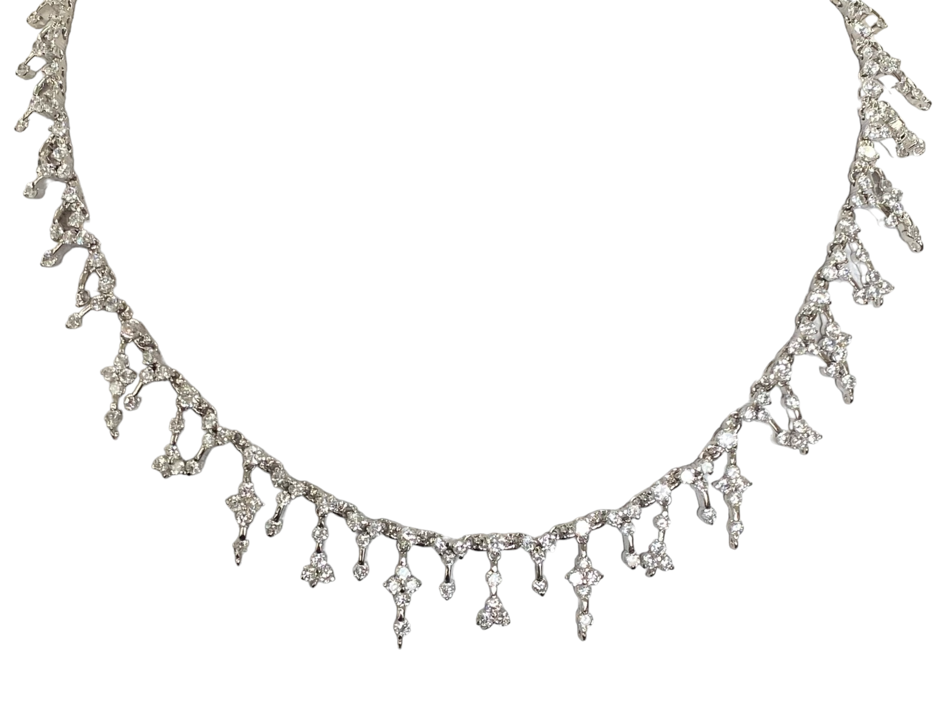 Snow flakes Minimalist Couture Necklace Zirconite. STN209