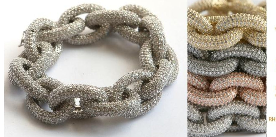 Hand Set Cubic Zirconia pav'e large Links Zirconite Bracelet. 501B0W092