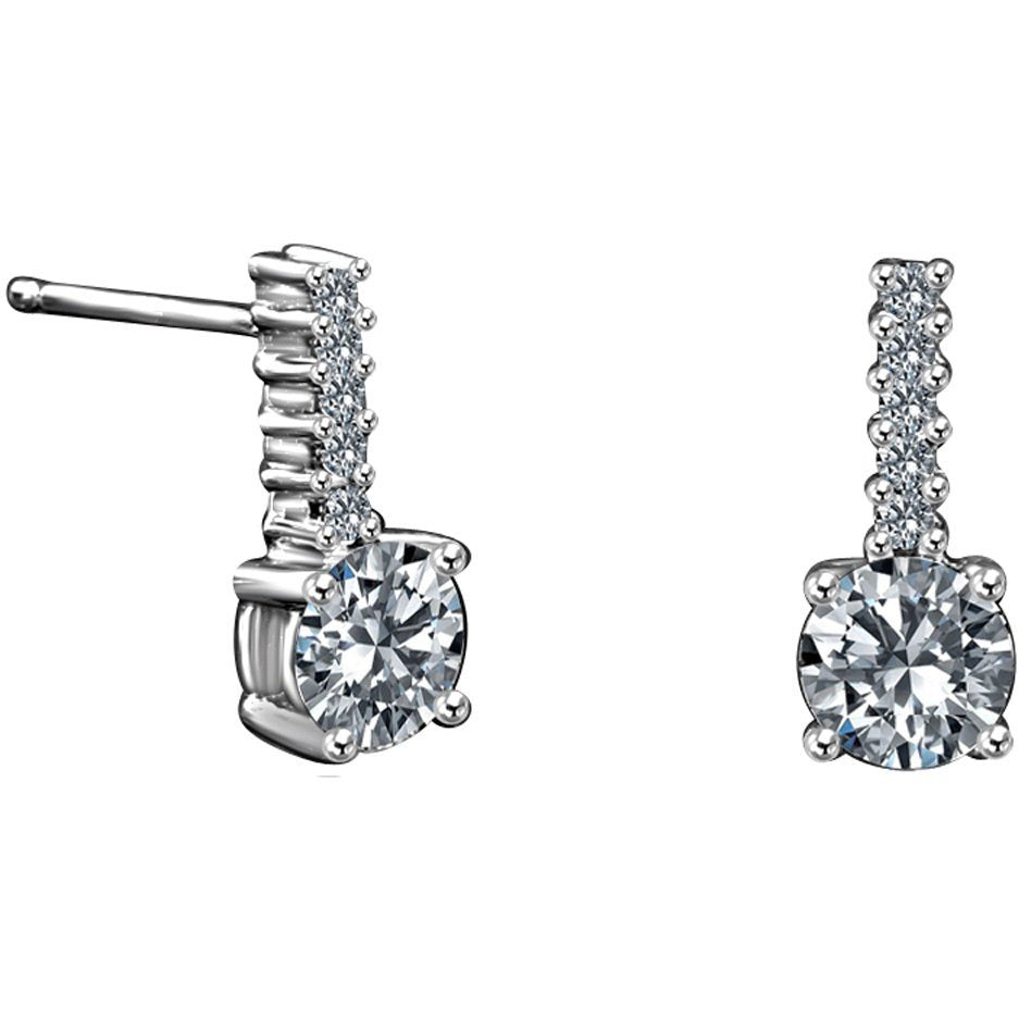 Diamond Veneer Cubic Zirconia Round  Sterling Silver Earrings. 635E15886