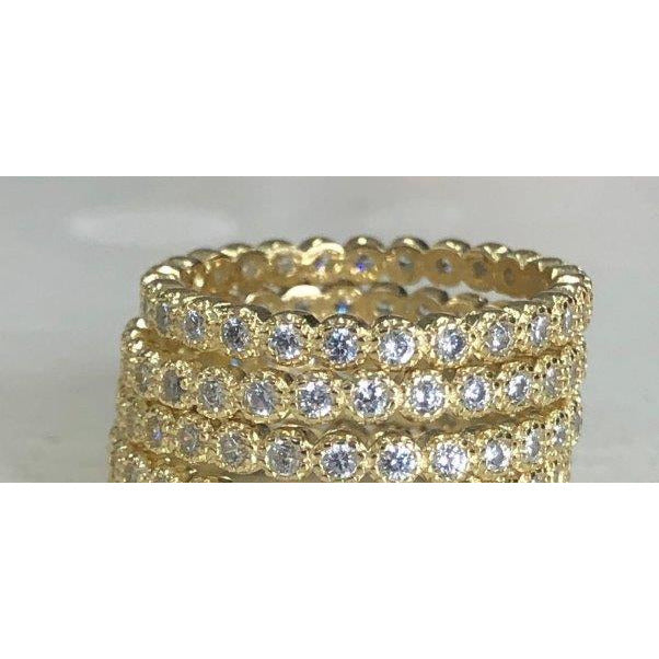 Zirconite Sterling Silver Round Stackables 3 piece set Minimalist Eternity Band Ring.705R597370