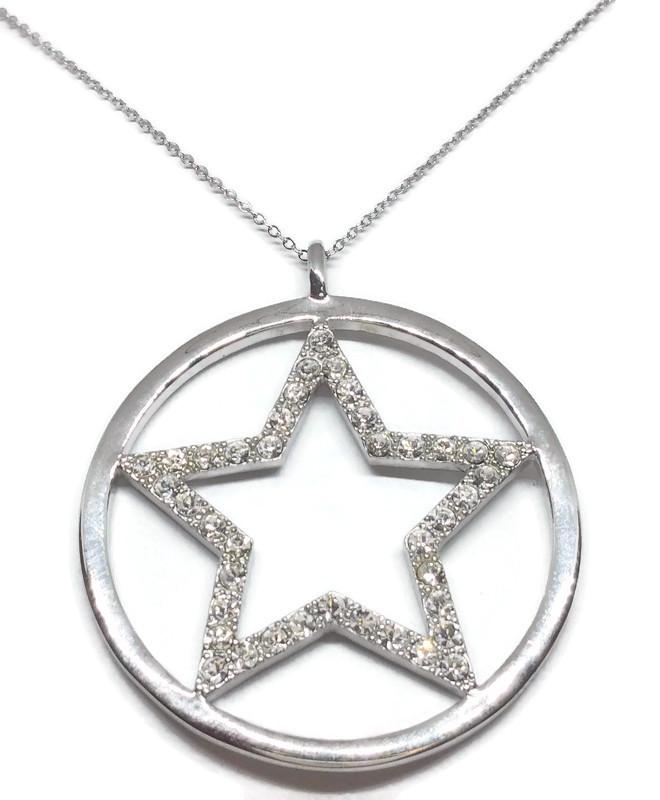 Zirconite CZ Star in Circle Pendant