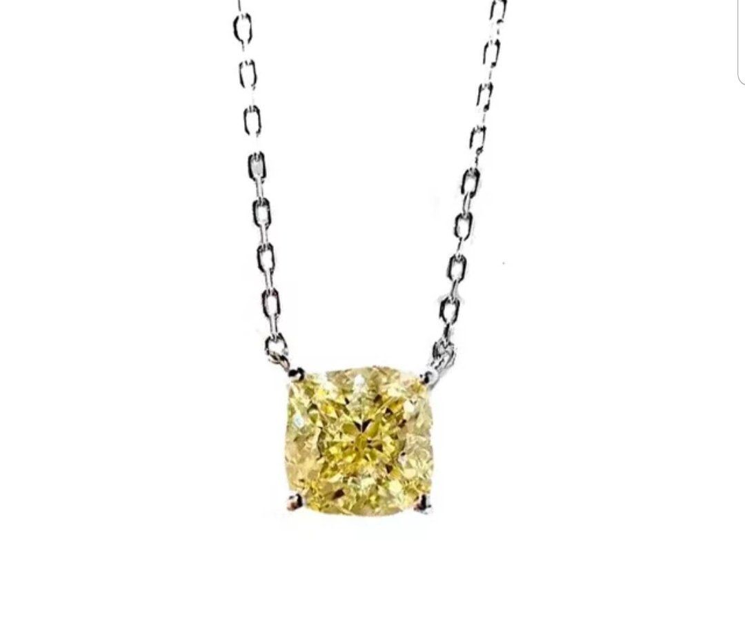 Cushion Square Cubic Zirconia 14K gold Solitaire Pendant. 635P208K