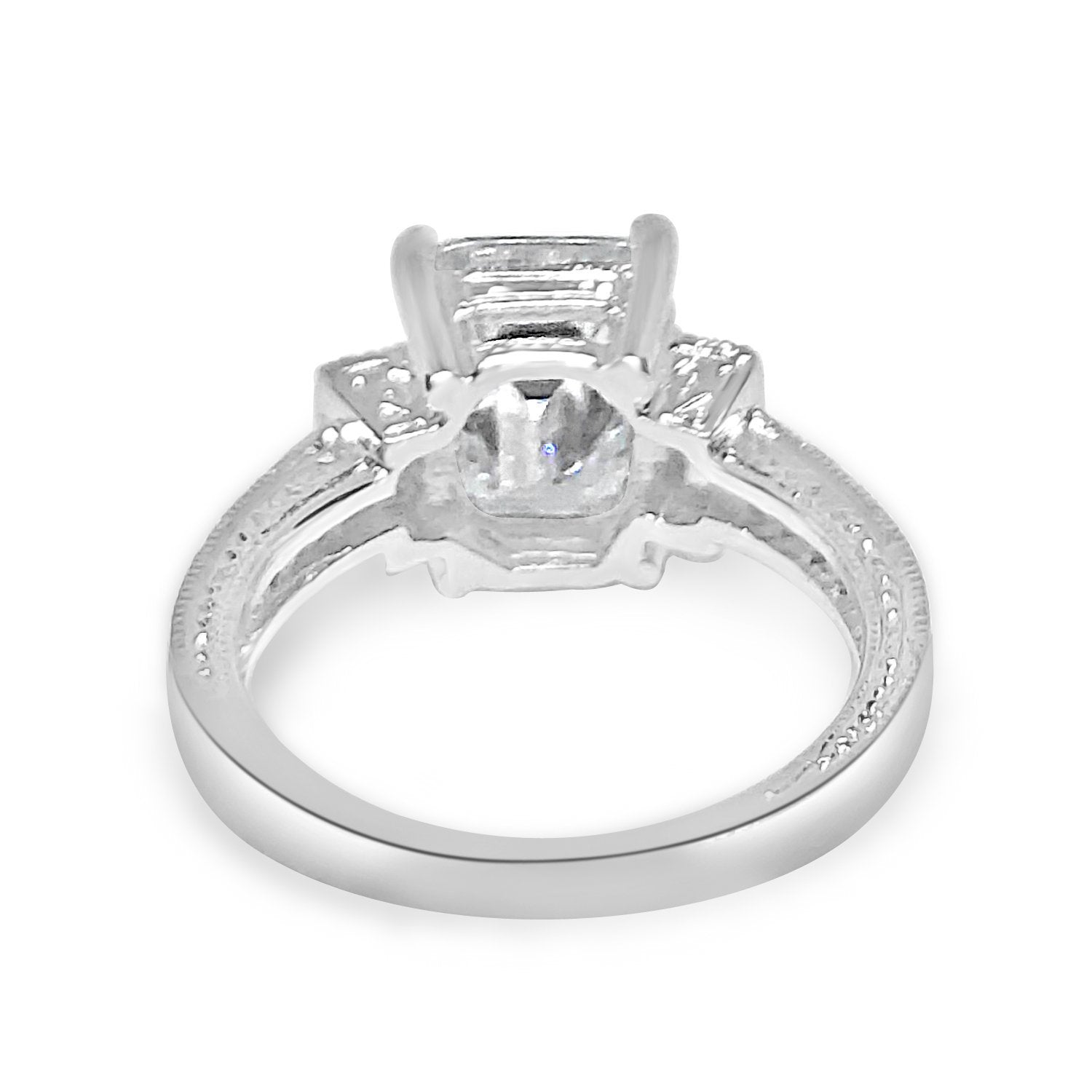 2.5CT Three Stones Emerald cut Cubic Zirconia Engagement Ring. 635R71197