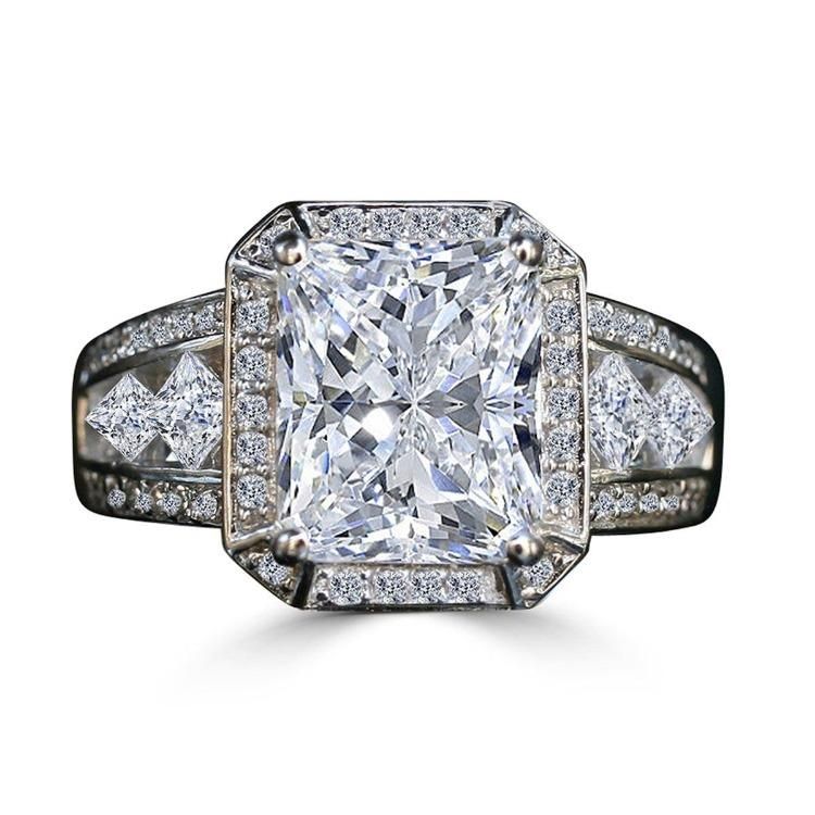 Radiant Cubic Zirconia Vintage Ring. Diamond Veneer  635R71484